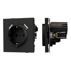 Изображение Механизм розетки с USB зарядкой SCT-TENDO-MUAA-SFPL-BK (230V, 16A) (Arlight, Черный soft-touch)