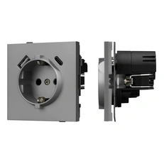 Изображение Механизм розетки с USB зарядкой SCT-TENDO-MUAC-PL-GR (230V, 16A) (Arlight, Графитовый матовый)